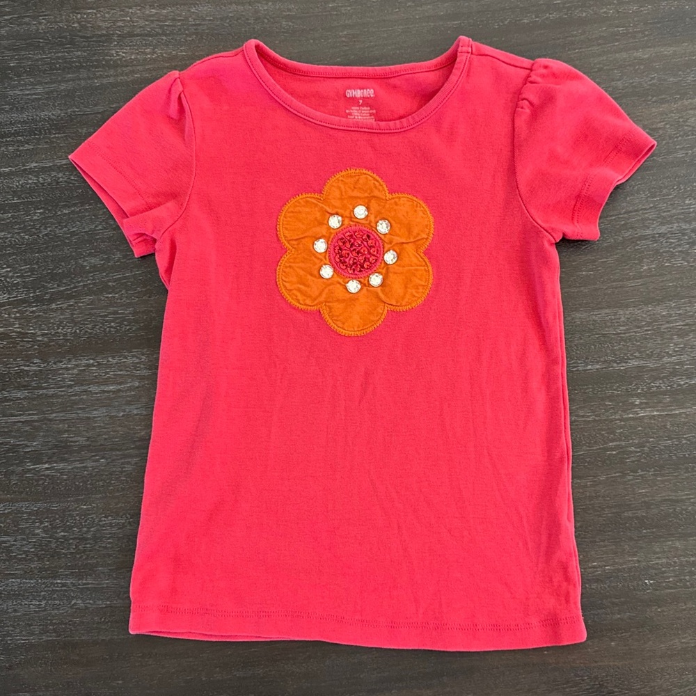 Gymboree girls short sleeve pink tee 7